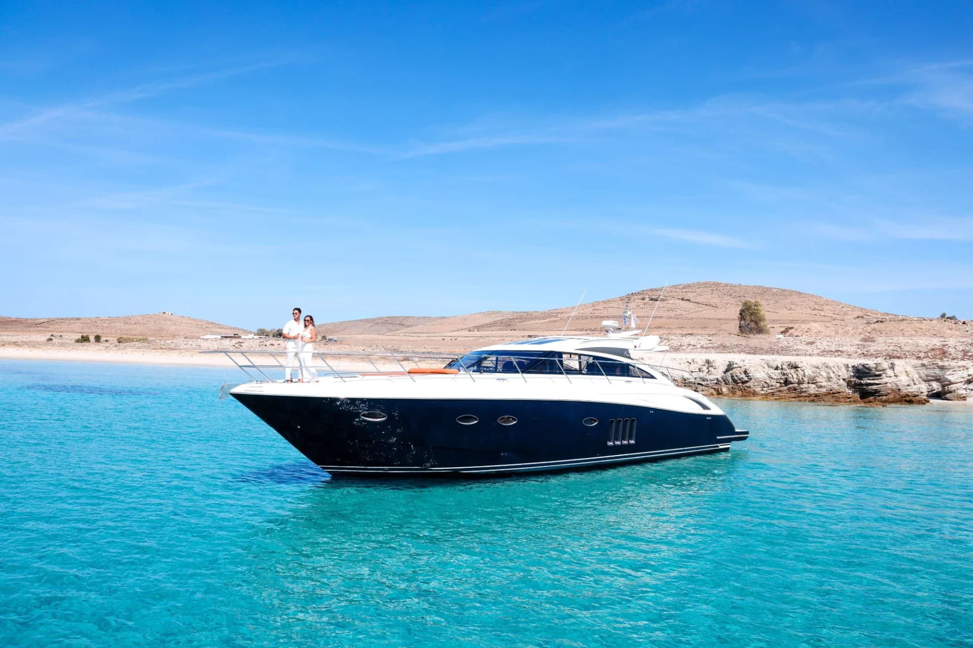 Luxury yacht in scenic waters